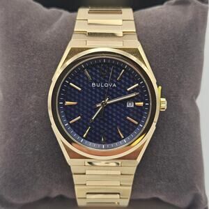 BULOVA MEN'S CLASSIC WATCH GOLD STAINLESS STEEL QUARTZ 97B233 NIB $425